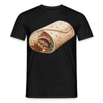 Burrito Wrap Illustration - Men's T-Shirt - black - Front - AI Model Male 178 light (178cm)