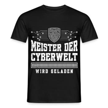 Computerscience MASTERS OF THE CYBER WORLD ARE LOADING - Men's T-Shirt - black - Front - AI Model Male 178 light (178cm)