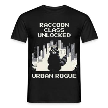 Raccoon Class Unlocked | Urban Rogue - Men's T-Shirt - black - Front - AI Model Male 178 light (178cm)