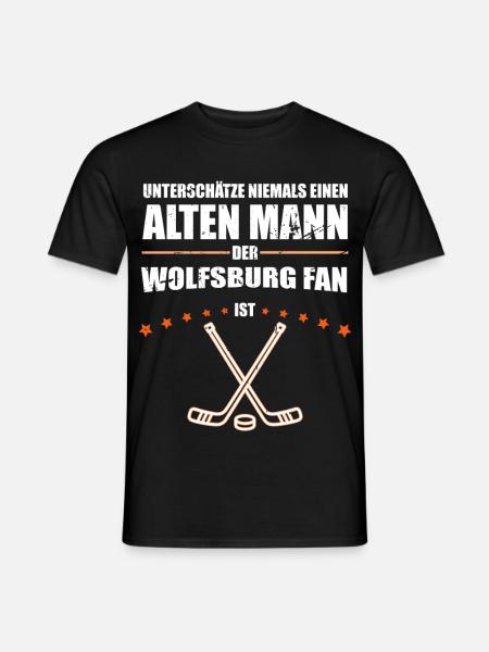 Alter Mann - Wolfsburg Eishockey Fan | Vintage - Männer T-Shirt - Schwarz