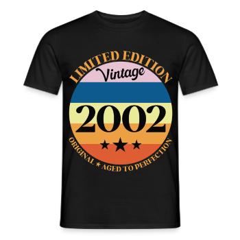 2002 Anniversaire Vintage Cadeau d'Anniversaire - T-shirt homme - noir - Devant - AI Model Male 178 light (178cm)