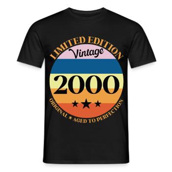 2000 Anniversaire Vintage Cadeau d'Anniversaire - T-shirt homme - noir - Devant - AI Model Male 178 light (178cm)