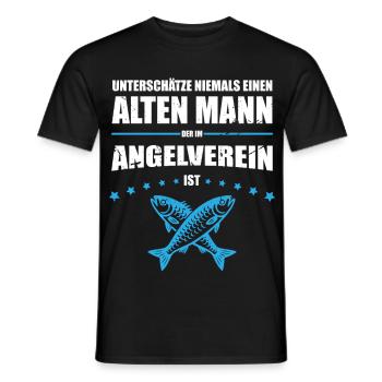 Alter Mann - Angelverein Geschenk für Angler Retro - Männer T-Shirt - Schwarz - Vorne - AI Model Male 178 light (178cm)