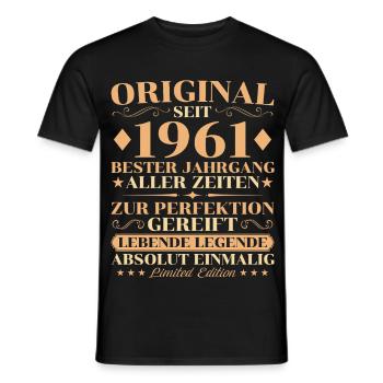 Original 1961 Vintage Birthday 65 Years - Men's T-Shirt - black - Front - AI Model Male 178 light (178cm)