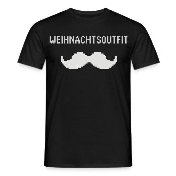 Pixel Christmas Outfit Mustache - Men's T-Shirt - black - Front - AI Model Male 178 light (178cm)
