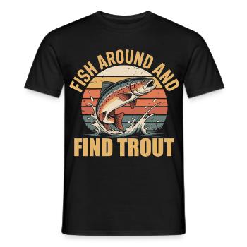 Plaisir de la pêche et capture de truites – Motif Petri Heil - T-shirt homme - noir - Devant - AI Model Male 178 light (178cm)