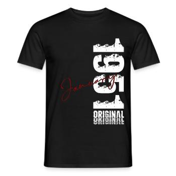 75th Birthday Original January Born 1951 - Men's T-Shirt - black - Front - AI Model Male 178 light (178cm)