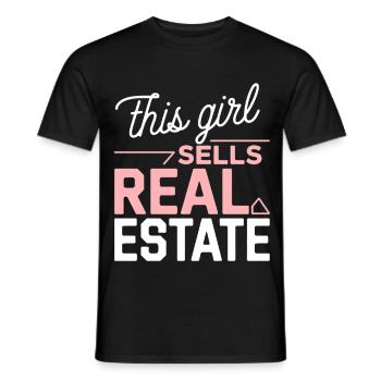Cette fille vend de l’immobilier - T-shirt homme - noir - Devant - AI Model Male 178 light (178cm)