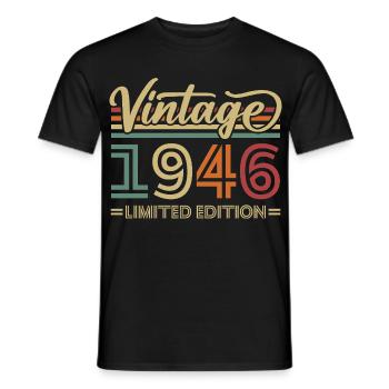 Vintage 1946 Vintage Birthday Gifts Retro - Men's T-Shirt - black - Front - AI Model Male 178 light (178cm)