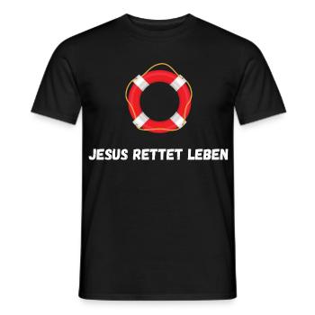 Jesus rettet Leben - Rettungsring - Faithshirt - Männer T-Shirt - Schwarz - Vorne - AI Model Male 178 light (178cm)
