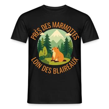 Alpine Marmot in the Forest - Men's T-Shirt - black - Front - AI Model Male 178 light (178cm)