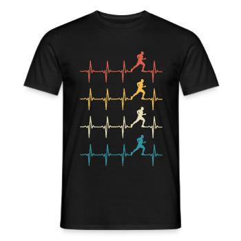 Running Heartbeat Retro Gift for Running Lovers - Men's T-Shirt - black - Front - AI Model Male 178 light (178cm)
