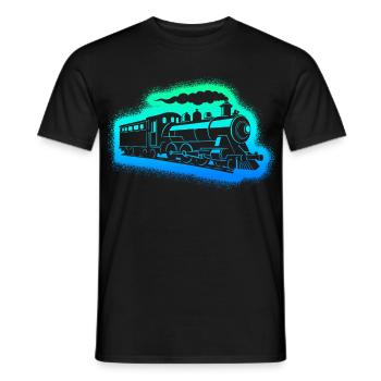 Steam Locomotive Model Railway Boys Men Railway - Men's T-Shirt - black - Front - AI Model Male 178 light (178cm)