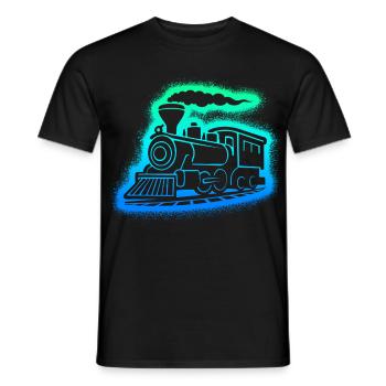 Steam Locomotive Model Railway Men Boys Railway - Men's T-Shirt - black - Front - AI Model Male 178 light (178cm)
