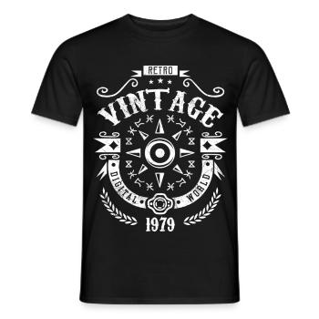 Vintage 1979 Vintage Original Birthday 1979 - Men's T-Shirt - black - Front - AI Model Male 178 light (178cm)