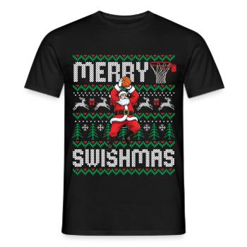 Merry Swishmas Holiday Basketball Graphic for Ball - Men's T-Shirt - black - Front - AI Model Male 178 light (178cm)
