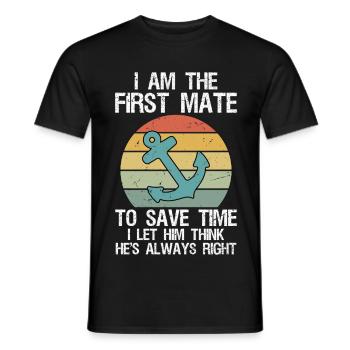 Funny First Mate for Men Women Pontoon Boat Cap - Männer T-Shirt - Schwarz - Vorne - AI Model Male 178 light (178cm)