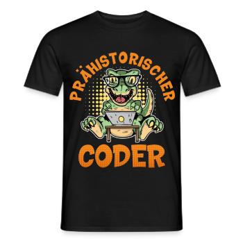 Coding PRÄHISTORISCHER CODER Lustiges - Männer T-Shirt - Schwarz - Vorne - AI Model Male 178 light (178cm)