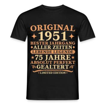 Original 1951 Baujahr 75. Geburtstag Geschenk - Männer T-Shirt - Schwarz - Vorne - AI Model Male 178 light (178cm)