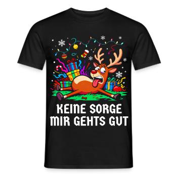 Reindeer Christmas Stress Annoyed Chaotic - Men's T-Shirt - black - Front - AI Model Male 178 light (178cm)