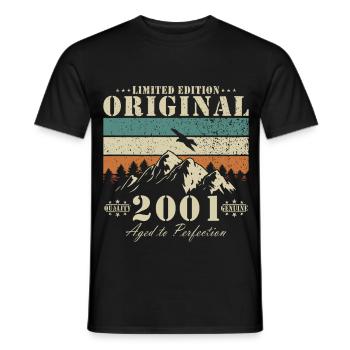 Paysage montagnard original limité de 2001 - T-shirt homme - noir - Devant - AI Model Male 178 light (178cm)