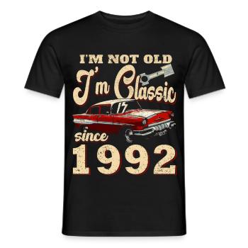 Voiture classique de 1992 pas vieille - T-shirt homme - noir - Devant - AI Model Male 178 light (178cm)