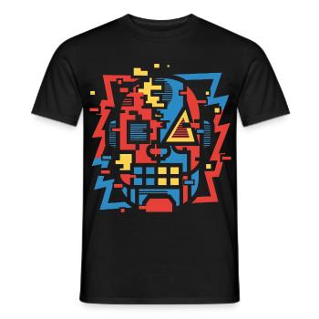 Face de bug abstraite - T-shirt homme - noir - Devant - AI Model Male 178 light (178cm)