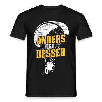 Gleitschirmflieger ANDERS IST BESSER Lustiges - Männer T-Shirt - Schwarz - Vorne - AI Model Male 178 light (178cm)