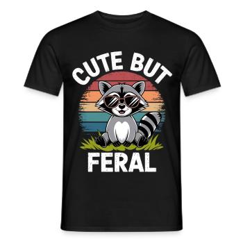 Raccoon with rainbow glasses - Men's T-Shirt - black - Front - AI Model Male 178 light (178cm)