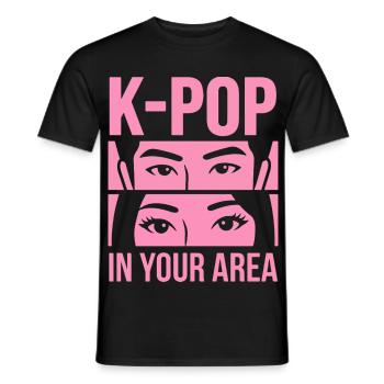 K-Pop Look Pink in Area - Men's T-Shirt - black - Front - AI Model Male 178 light (178cm)