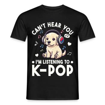 K-Pop Welpe – Süßes Hund & Musik Fan Design - Männer T-Shirt - Schwarz - Vorne - AI Model Male 178 light (178cm)