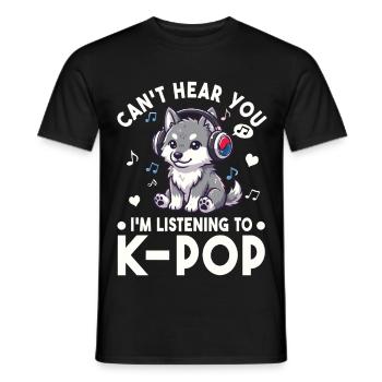 K-Pop Wolf Welpe – Süßes Musik Fan Statement - Männer T-Shirt - Schwarz - Vorne - AI Model Male 178 light (178cm)