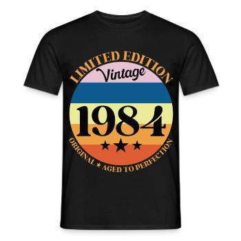 1984 Anniversaire Vintage Cadeau d'Anniversaire 84 - T-shirt homme - noir - Devant - AI Model Male 178 light (178cm)