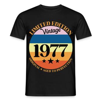 1977 Vintage Birthday Gift 77 - Men's T-Shirt - black - Front - AI Model Male 178 light (178cm)