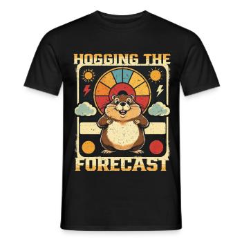Groundhog Day Groundhog Hogging The Forecast - Men's T-Shirt - black - Front - AI Model Male 178 light (178cm)
