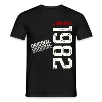 44e anniversaire Original janvier 1982 - T-shirt homme - noir - Devant - AI Model Male 178 light (178cm)
