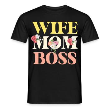 Déclaration florale de la femme, de la mère, de la patronne, - T-shirt homme - noir - Devant - AI Model Male 178 light (178cm)
