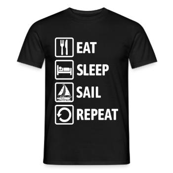 Eat Sleep Sail Repeat - Sailing Sailboat - Men's T-Shirt - black - Front - AI Model Male 178 light (178cm)