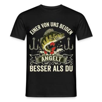 "Besser als Du" – Lustiges Barsch-Angler Shirt - Männer T-Shirt - Schwarz - Vorne - AI Model Male 178 light (178cm)