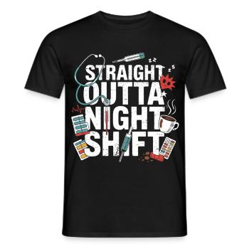 Night Shift Heroes Motif - Men's T-Shirt - black - Front - AI Model Male 178 light (178cm)