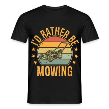 cute i'd rather be mowing lawn mower truck grass - Men's T-Shirt - black - Front - AI Model Male 178 light (178cm)