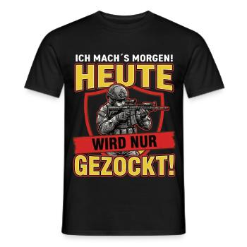 Heute wird nur gezockt – Cooles Gamer Soldat Desig - Männer T-Shirt - Schwarz - Vorne - AI Model Male 178 light (178cm)