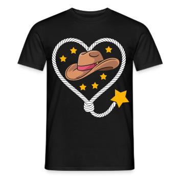 Western Étoile du Chapeau de Cœur - T-shirt homme - noir - Devant - AI Model Male 178 light (178cm)