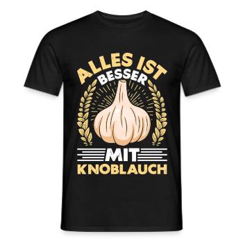 TOUT EST MIEUX AVEC DE L’AIL - T-shirt homme - noir - Devant - AI Model Male 178 light (178cm)