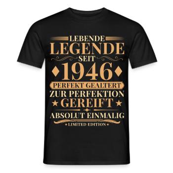 80 ans parfaitement vieilli mille 1946 - T-shirt homme - noir - Devant - AI Model Male 178 light (178cm)