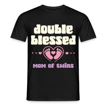 Maman jumelle double bénie - T-shirt homme - noir - Devant - AI Model Male 178 light (178cm)
