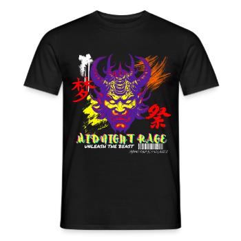 Midnight Rage Glitch Oni Face Style Urbain - T-shirt homme - noir - Devant - AI Model Male 178 light (178cm)