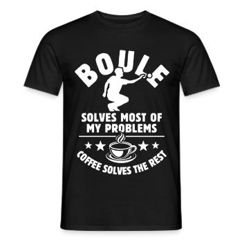 Boule résout la plupart de mes problèmes - Cadeau café - T-shirt homme - noir - Devant - AI Model Male 178 light (178cm)