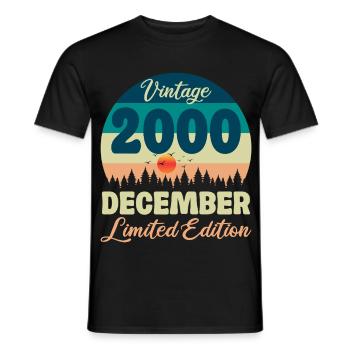 Birthday December 2000 Birthday Gift - Men's T-Shirt - black - Front - AI Model Male 178 light (178cm)