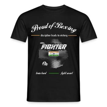 Proud of Boxing FIGHTER India - Men's T-Shirt - black - Front - AI Model Male 178 light (178cm)